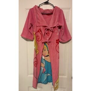 Disney Princess Pink Hooded Robe‎ Bathrobe One Size Kids 4-10 Cinderella Belle